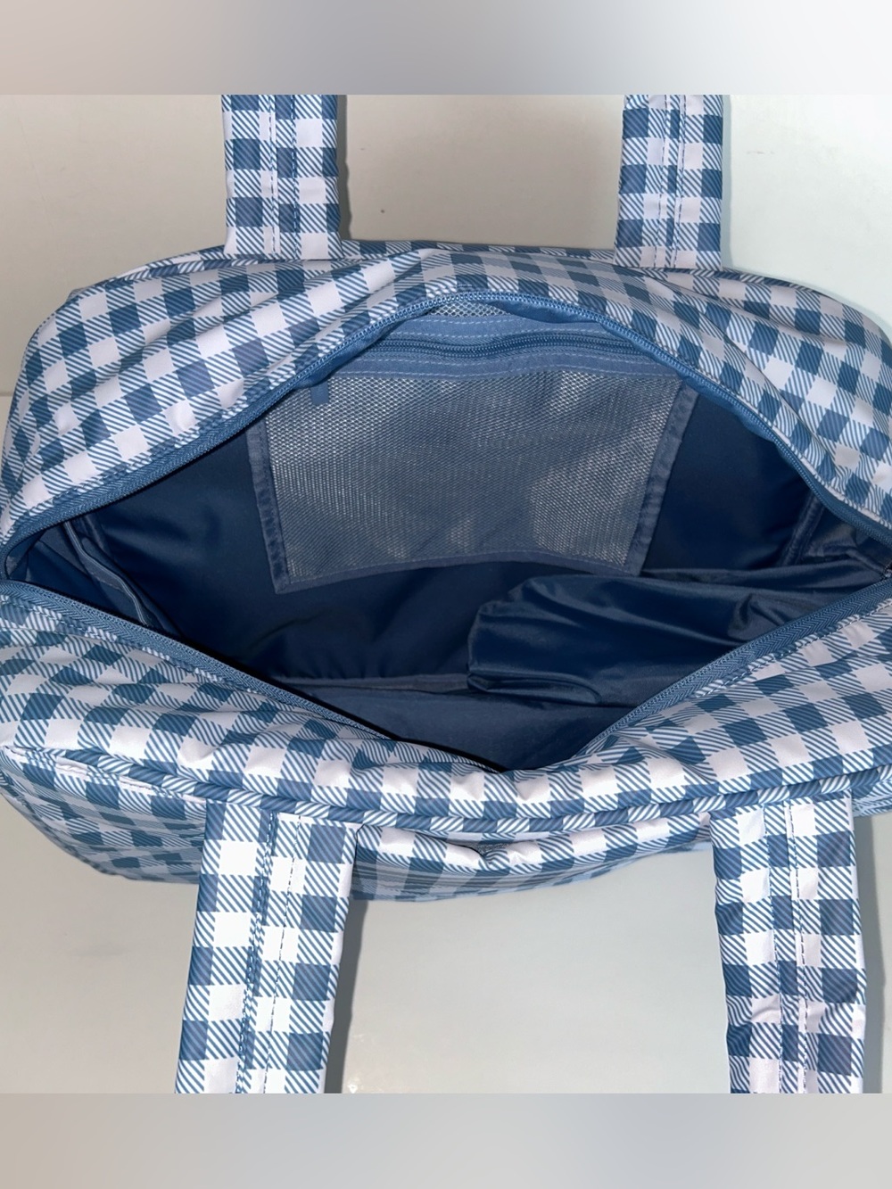 Calpak Luka Duffel French Blue Gingham - Picture 9 of 14